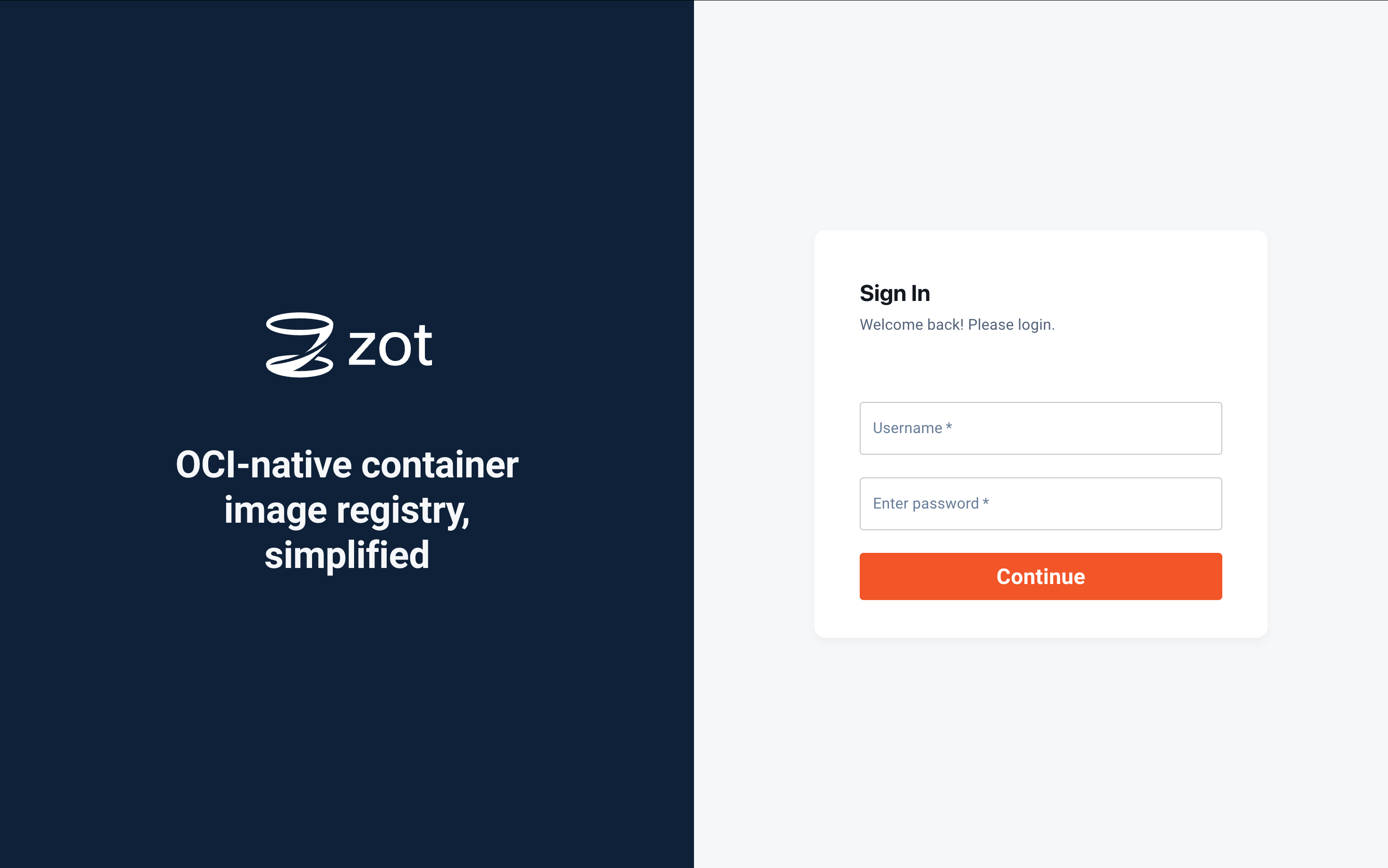 Zot Login page